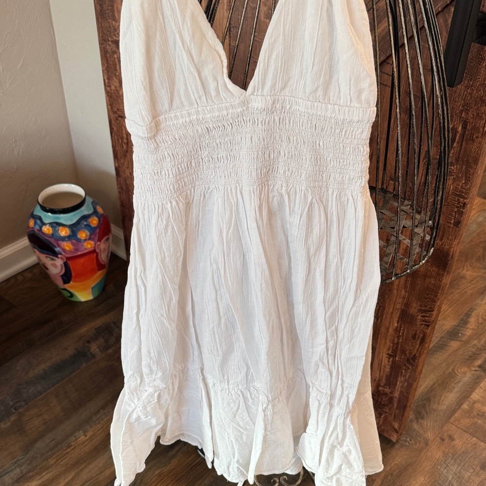 Cute Open Back White Midi Dress S